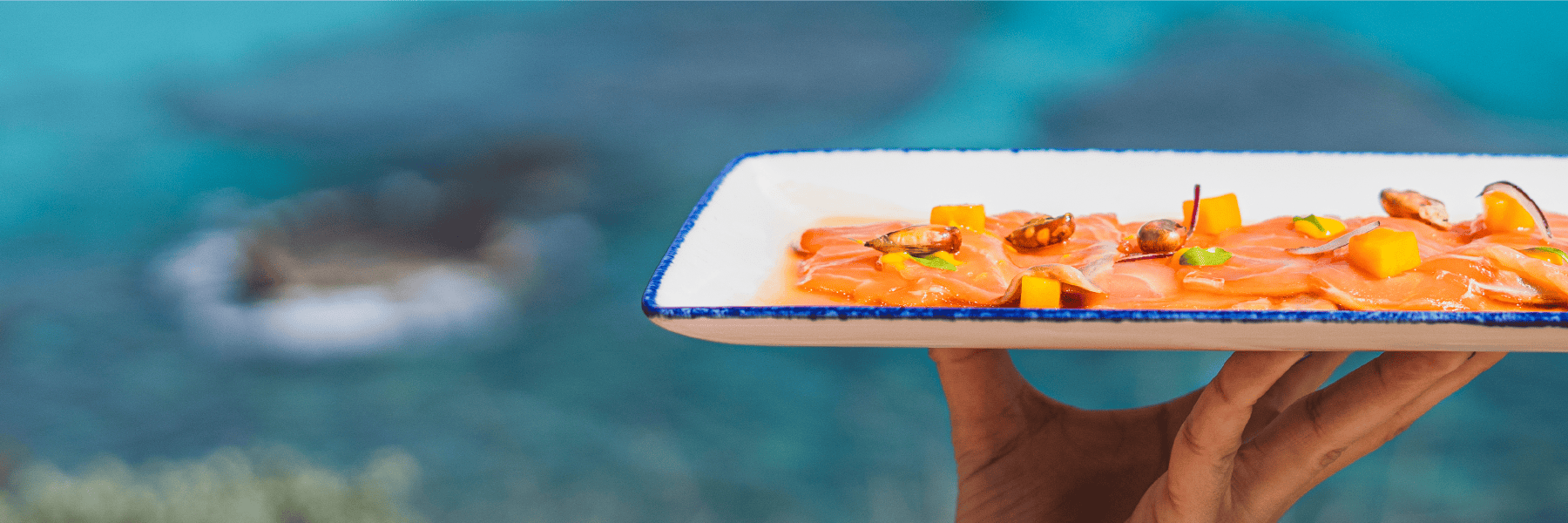 Plato de gastronomía de autor y mediterránea de la cocina propia de Mhares, el mejor local para eventos en Mallorca.